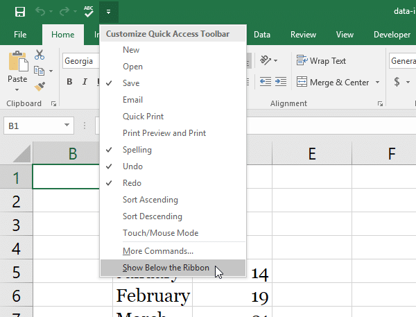 how do you customize the quick access toolbar excel for mac